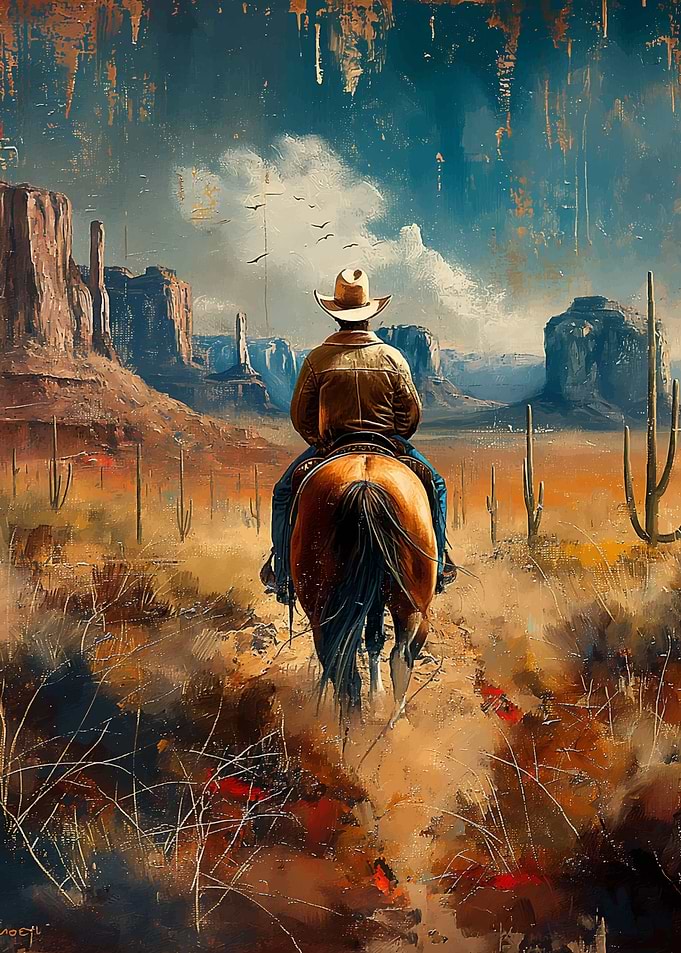 A Lone Rider in the Desert