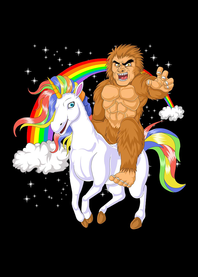 bigfoot riding unicorn