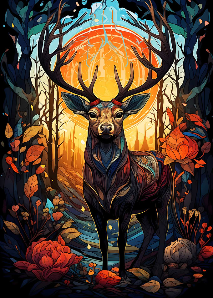 Deer Stained Glass