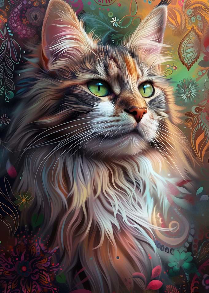 Cat with Flowers