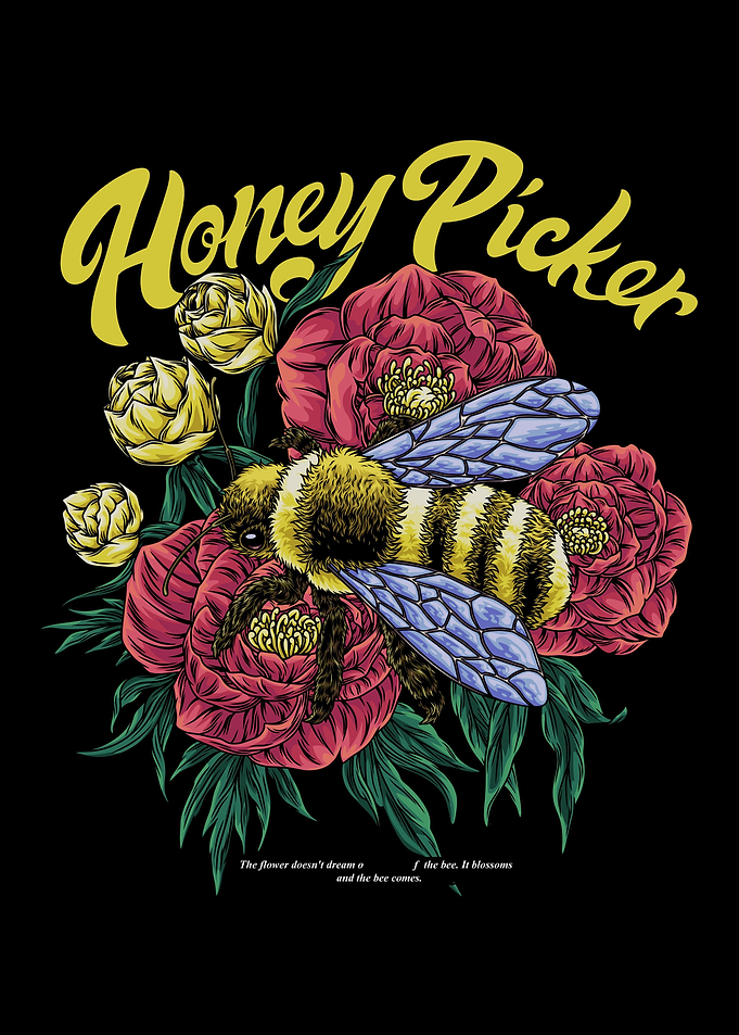 Bee and Flower With Text