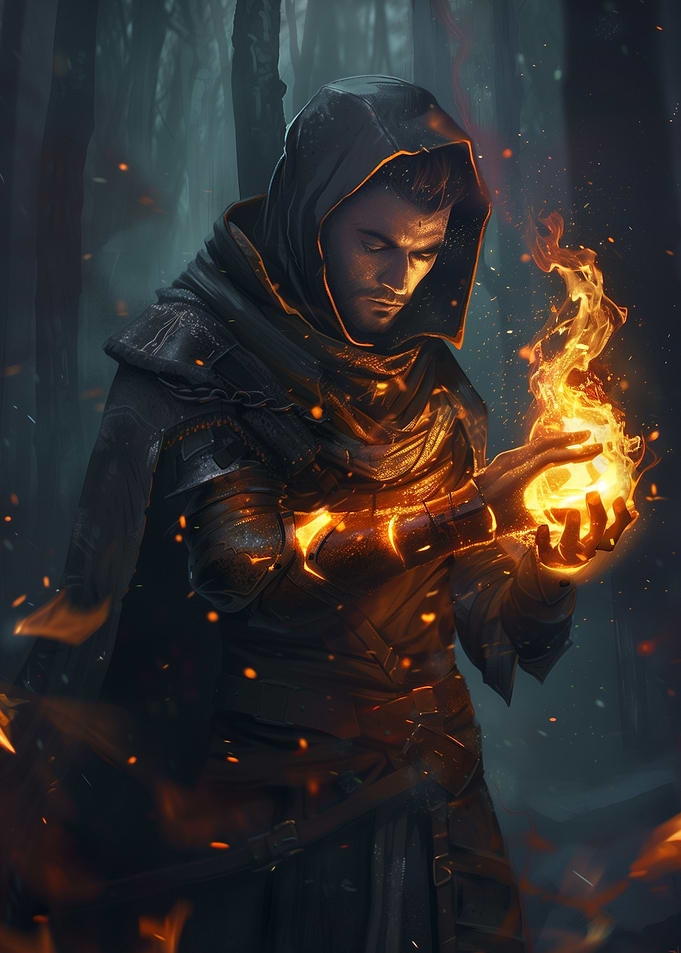 Mage focusing on spell