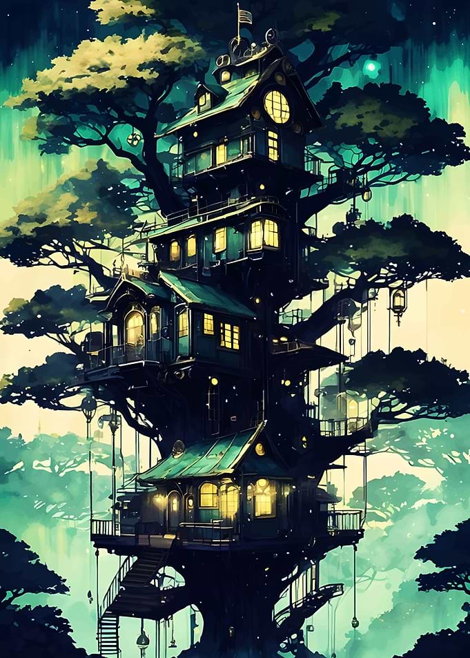 Green Neon Tree House