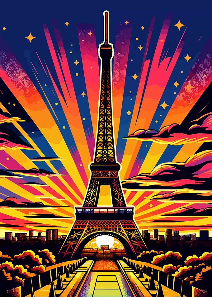 Eiffel Tower wpap pop art