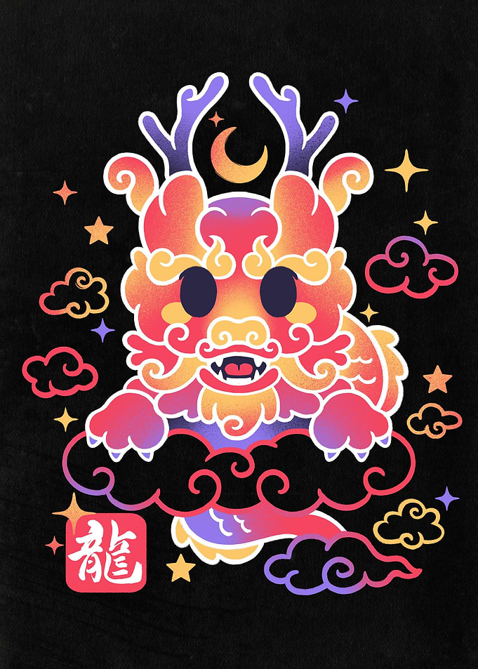 Kawaii chinese dragon