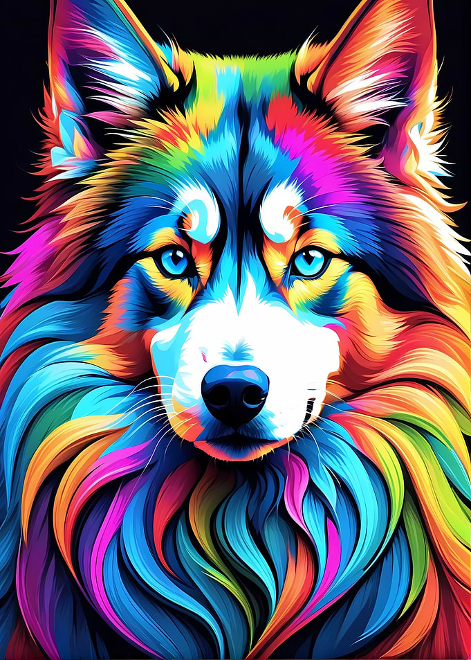 Rainbow Siberian Husky