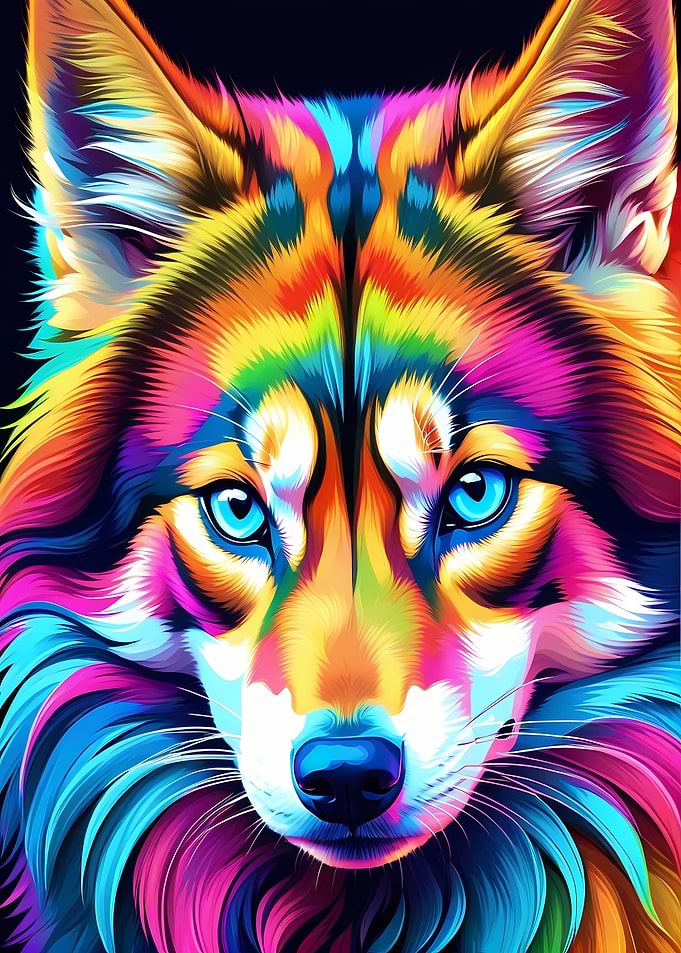 Rainbow Siberian Husky