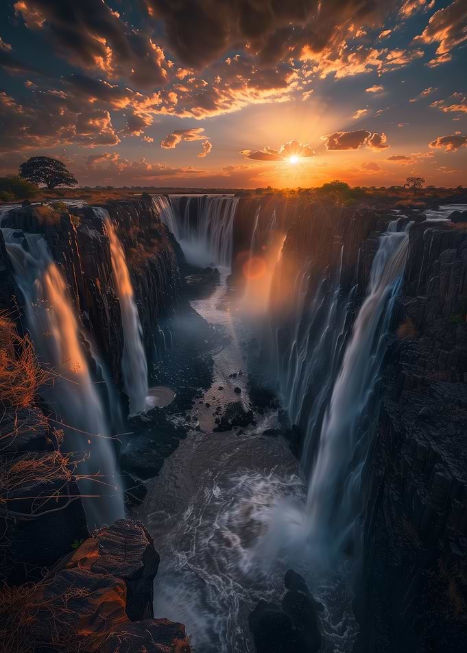 Sunset at Victoria Falls