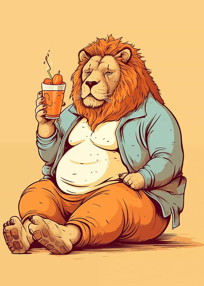 Fat lion Animal art