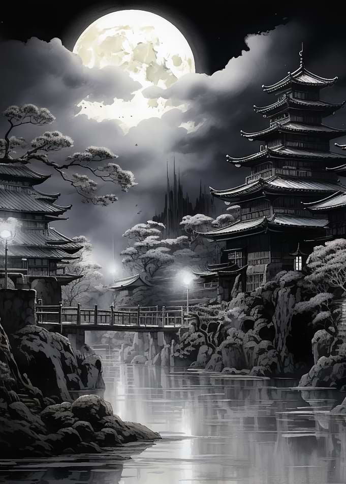 Moon Japanese Landscape