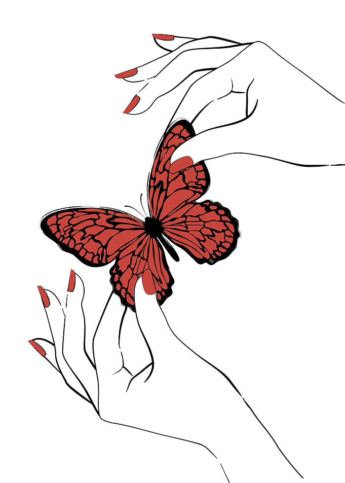 Holding butterfly White