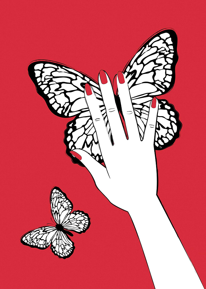 Holding Butterfly Red