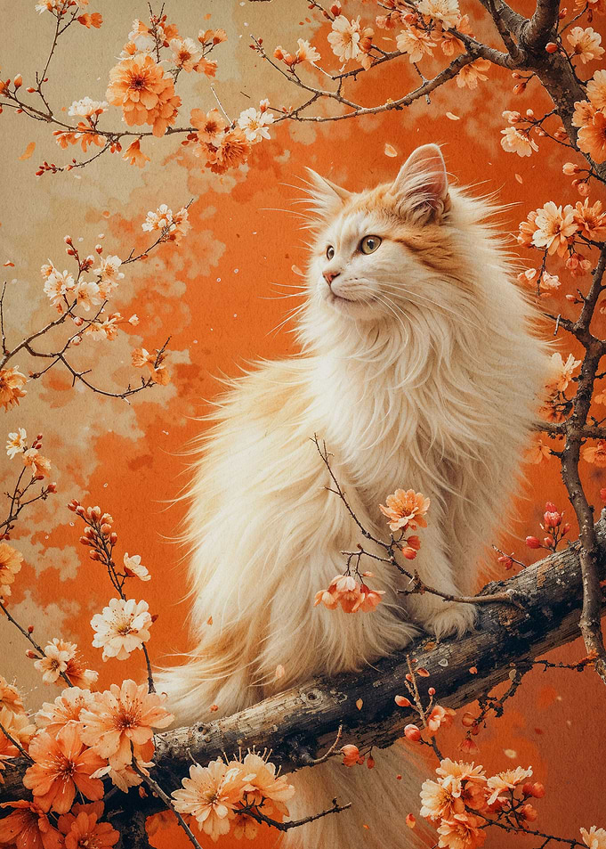 cherry blossom cat