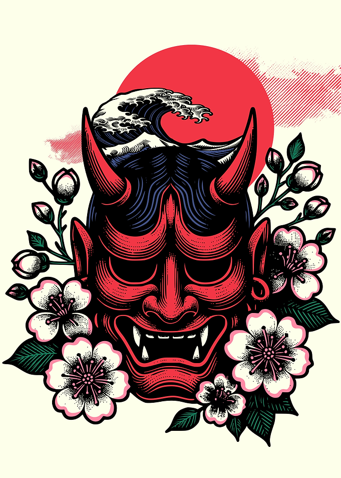 demon oni pop art