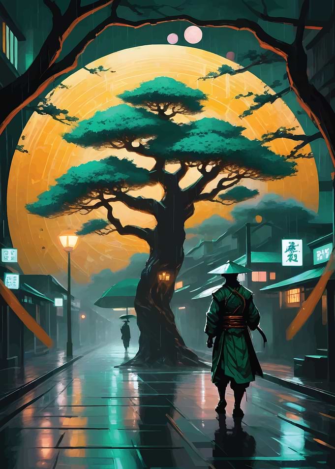 Cyberpunk bonsai tree