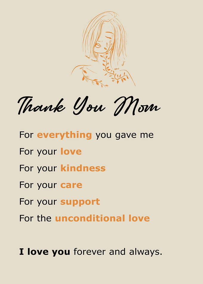To My Mom Thank you Gift