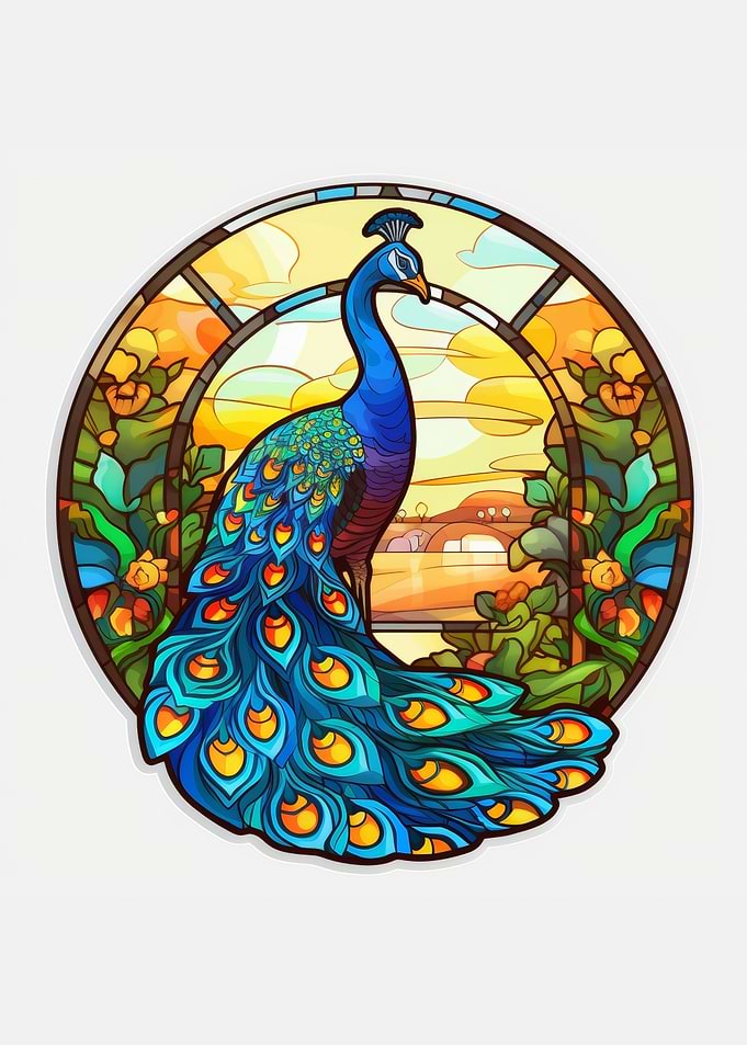 Stained glass peacock
