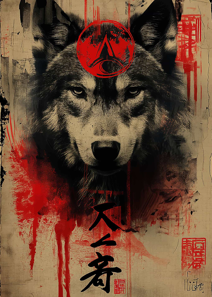 Wolf Japan style ink