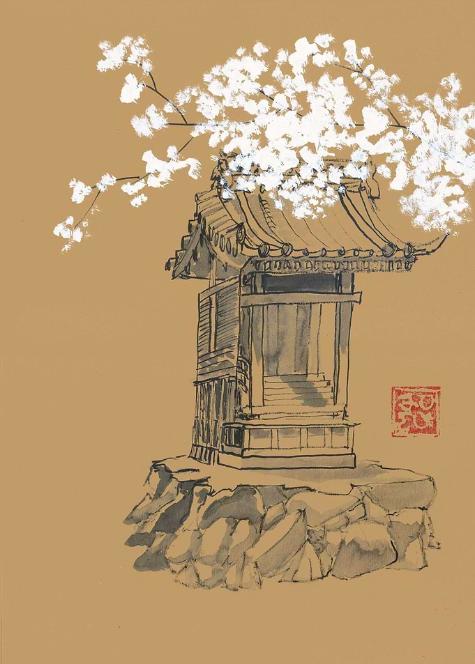 shrine on brown paper