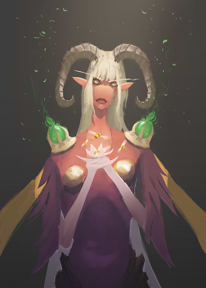Elf girl holds bees