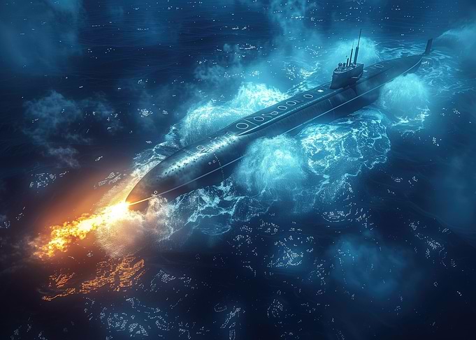 Submarine in sea
