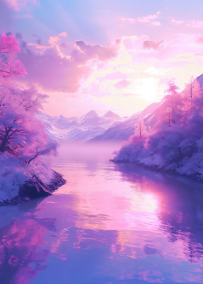 Pastel Lake Landscape