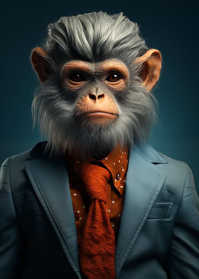 Monkey in suit Animal art