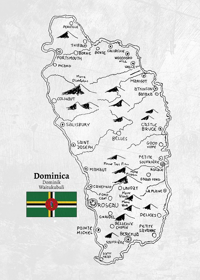 Handdrawn Dominica Map