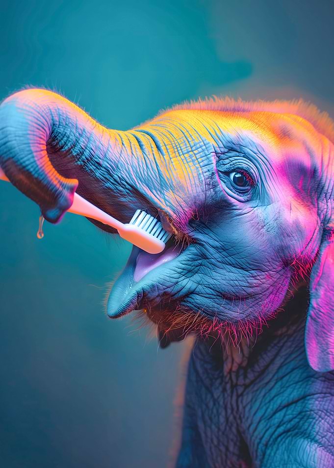 Elephant tooth brushing