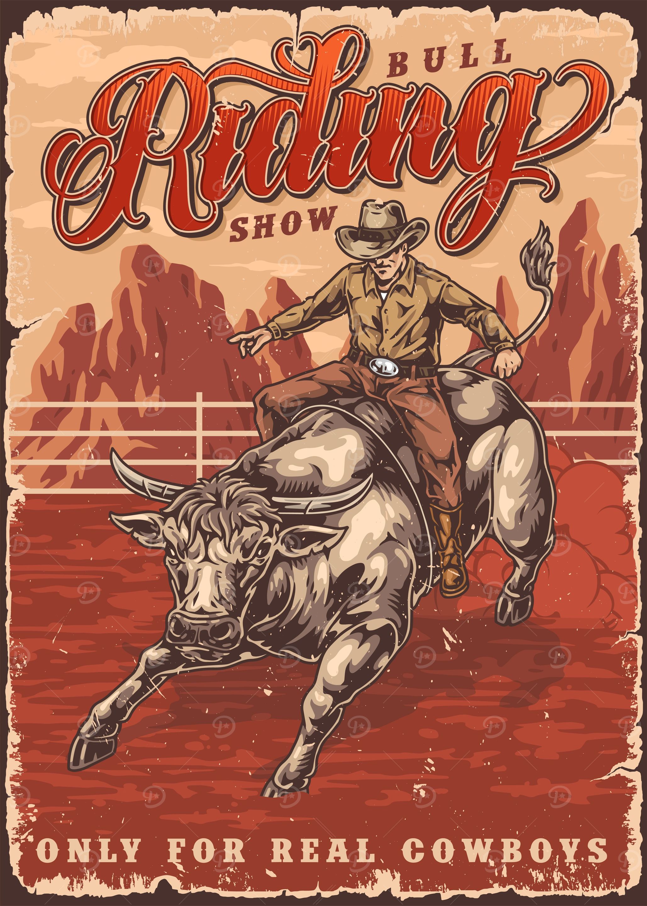 Bull Riding Show Cowboy