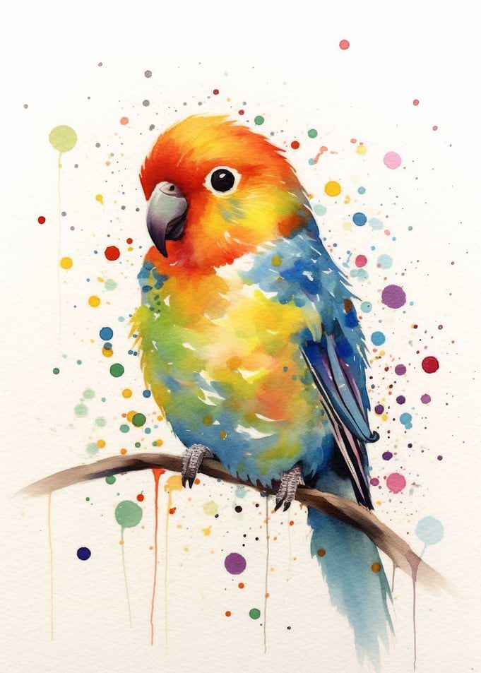 Watercolor Coloful Birds