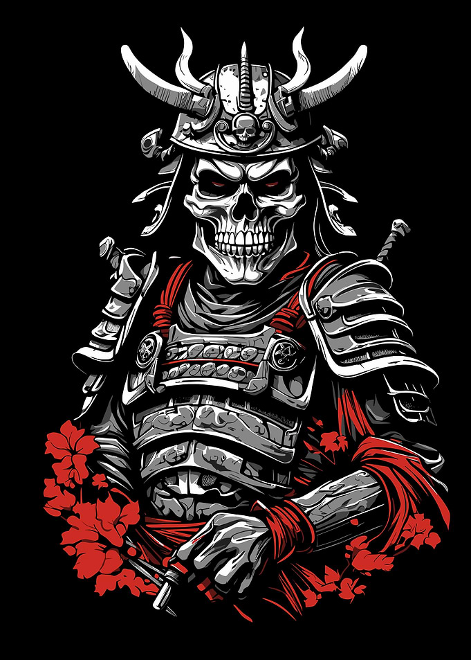 samurai skeleton skull