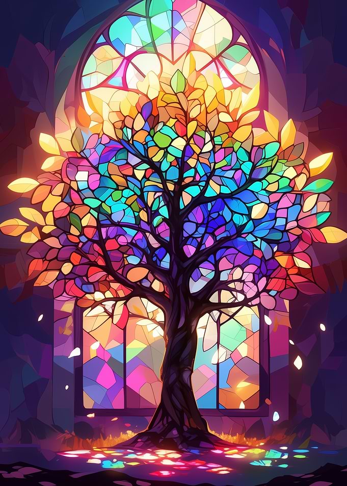 Stained Glass Magical Tree