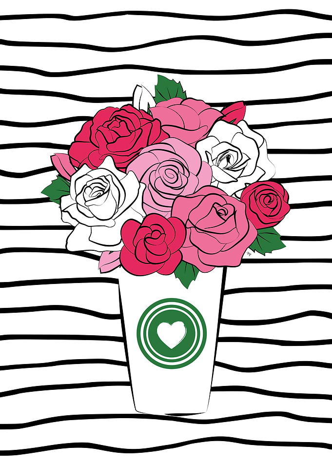 Pink Roses Coffee Cup