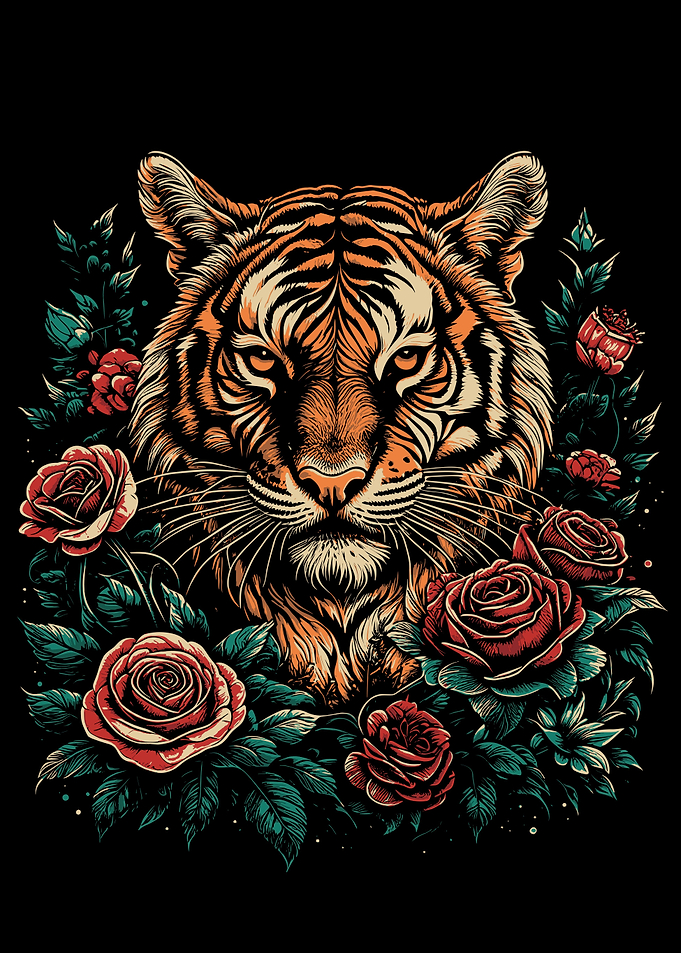 tiger and Flowers