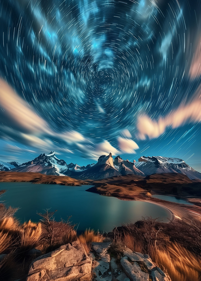 Starry Vortex Over Peaks
