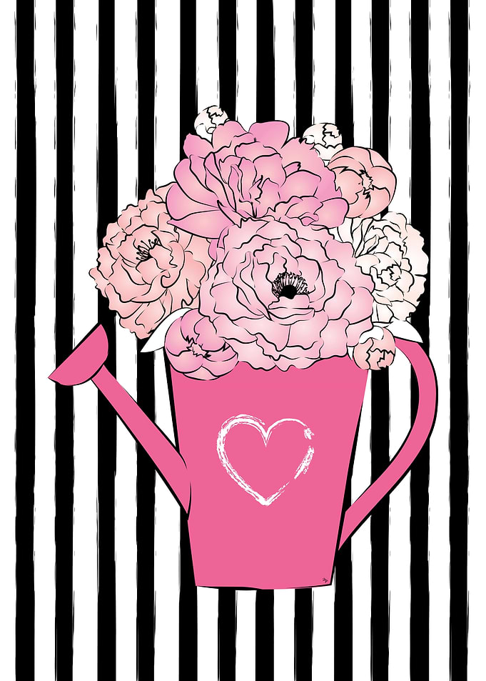 Flowers in watering can
