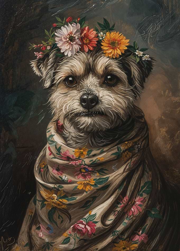 Dog with Flowers