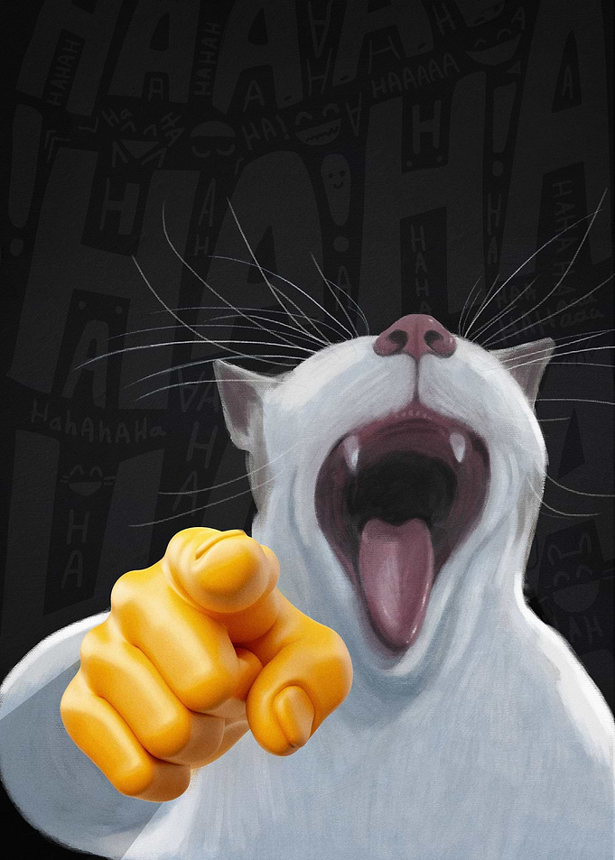 Laughing Pointing Cat Meme