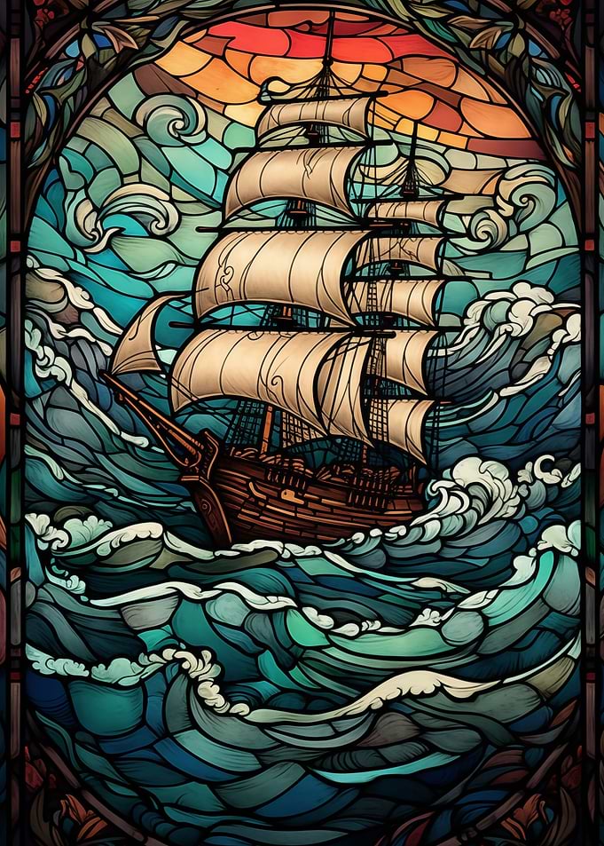 Stained Glass Pirate Ship
