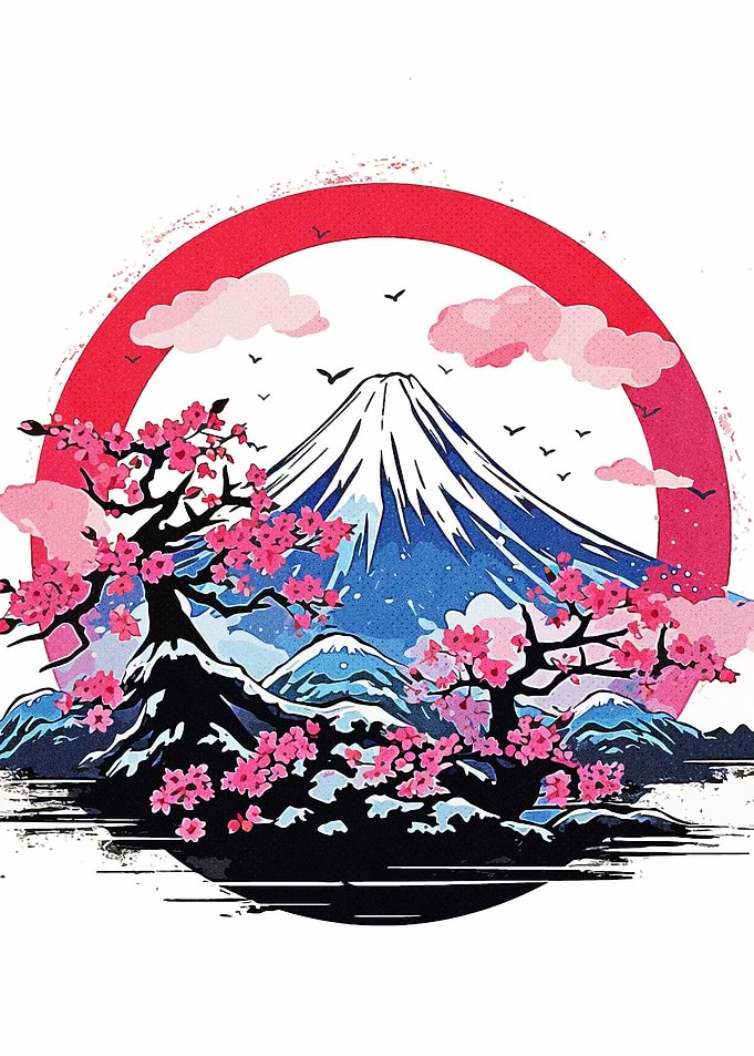 Cherry Blossoms And Fuji