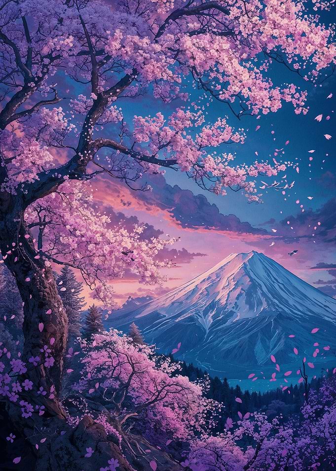 Japan Sakura Fuji Mount