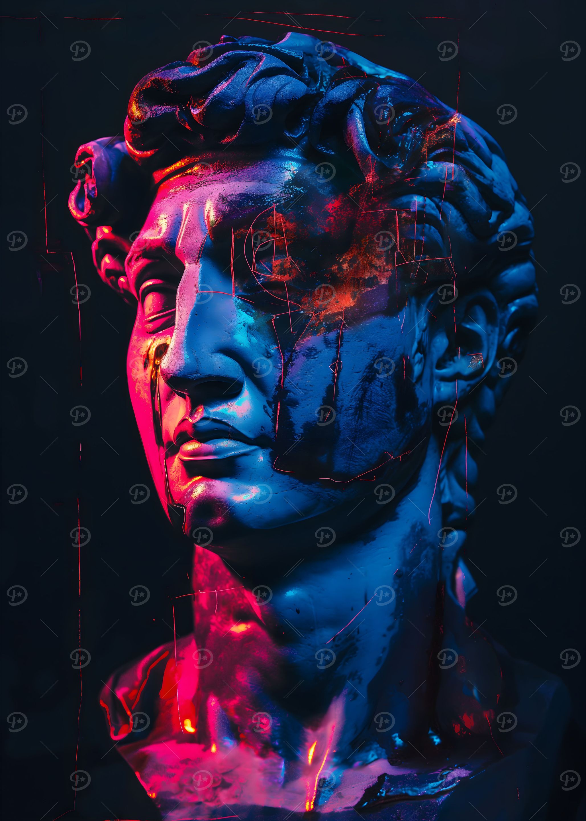Neon Statue Of David