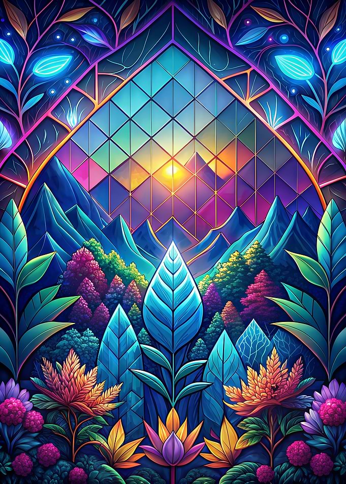Neon Nature Stained Glass