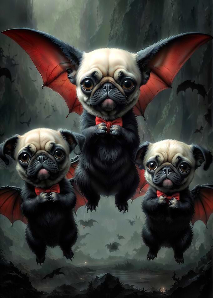 Adorable Pugs Vampires