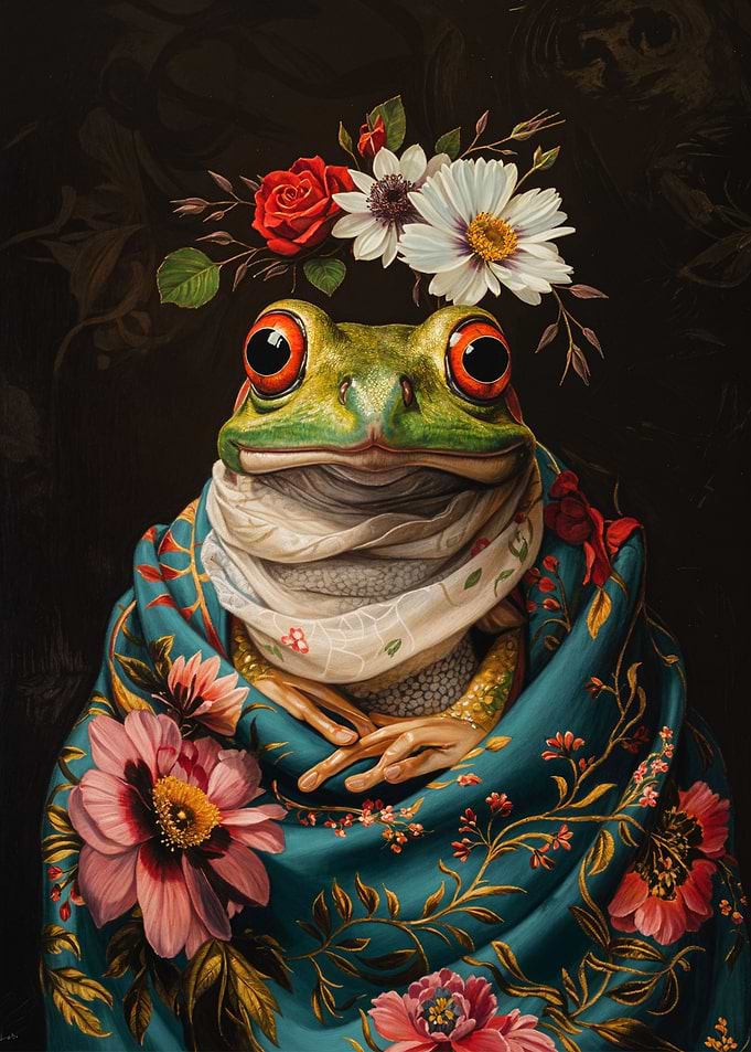 Frog with Flowers
