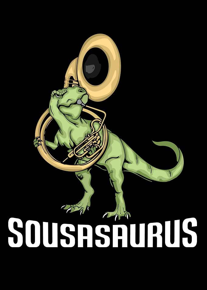 Funny Sousaphone Dinosaur