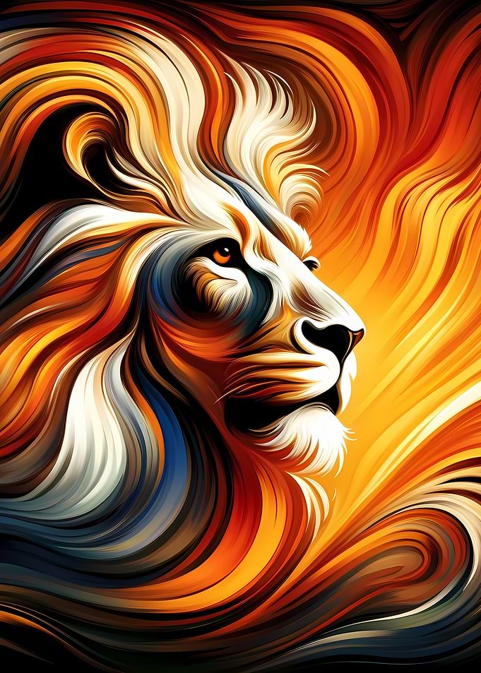 Abstract Fiery Lion
