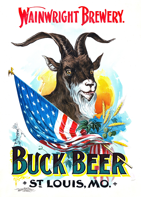 Buck Beer — vintage poster restored on metal