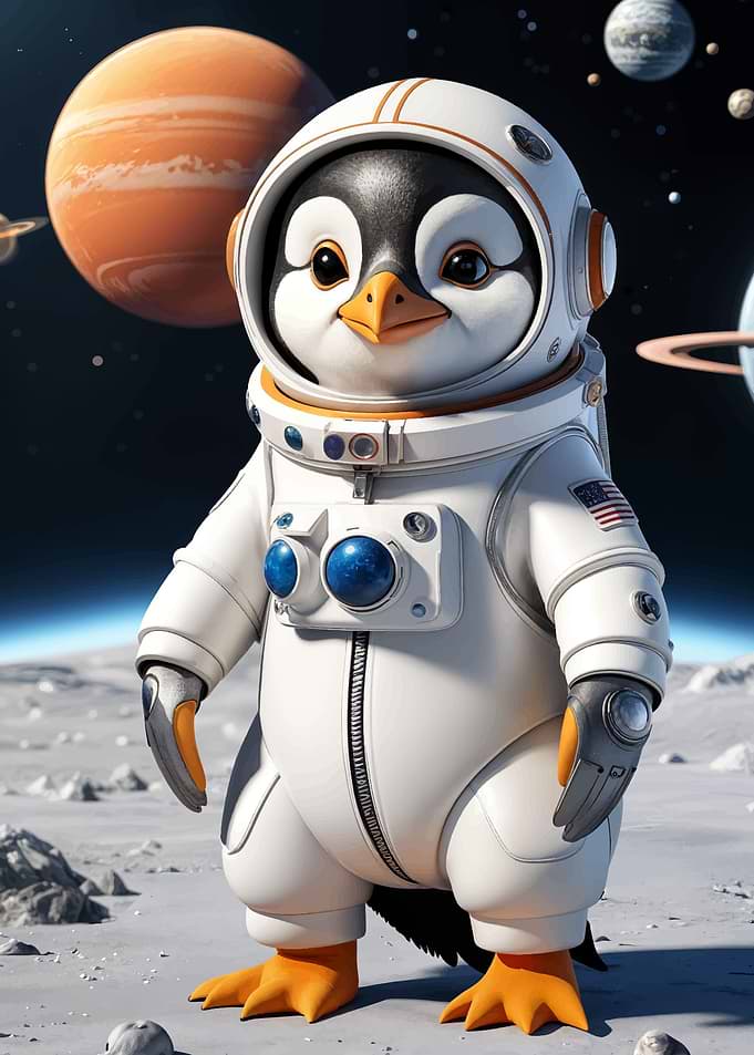 Cute Astronaut Penguin